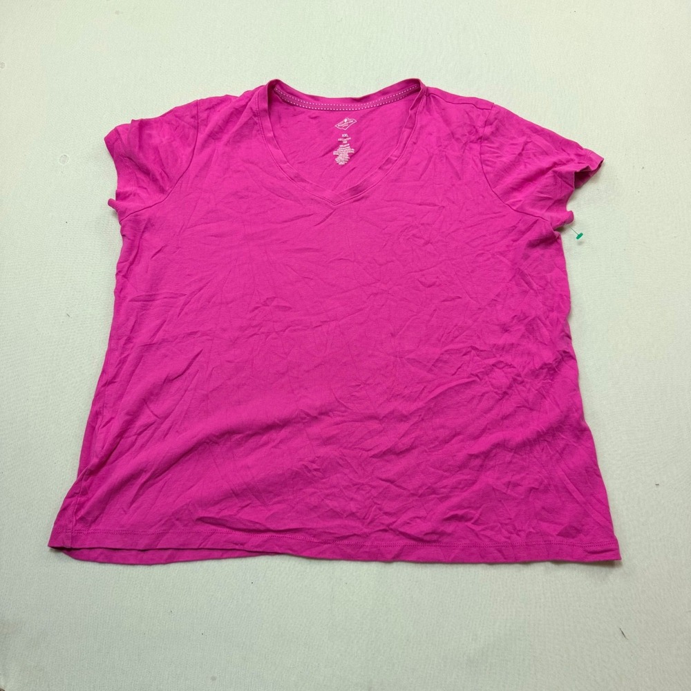 St. John's Bay V-Neck Tee Women Extra Extra Large Pink Excellent Short Sleeve